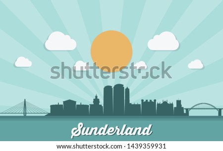 Sunderland skyline - England, United Kingdom, UK, Great Britain - vector illustration