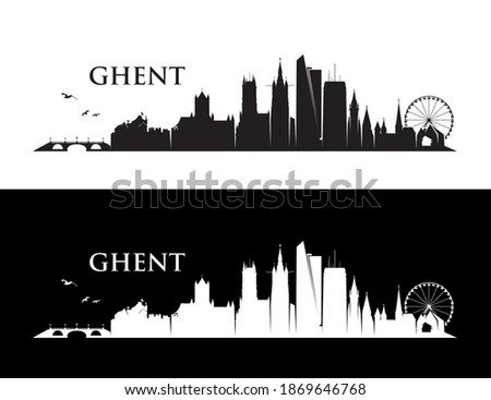 Ghent skyline Belgium cityscape - vector illustration