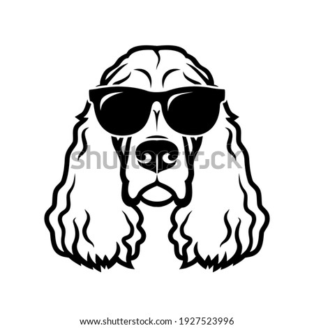 Gordon setter dog breed with black sunglasses - isolated vector illustration