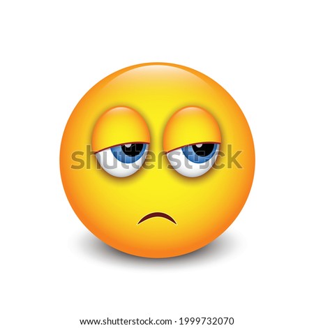 Cute unamused face emoticon, tired face emoji - isolated vector illustration