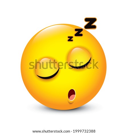 Cute sleeping emoticon, emoji - vector illustration