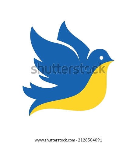 Dove icon in Ukraina flag colors in trendy flat style isolated on background - vector illustration