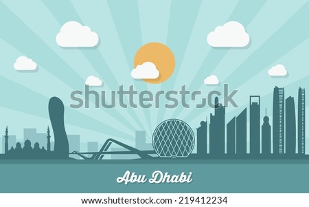 Abu Dhabi skyline - flat design - vector illustration