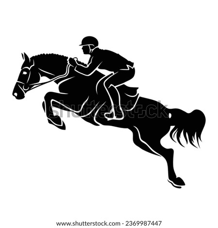 Jockey on horse - Equestrian - horse riding - isolated vector illustration