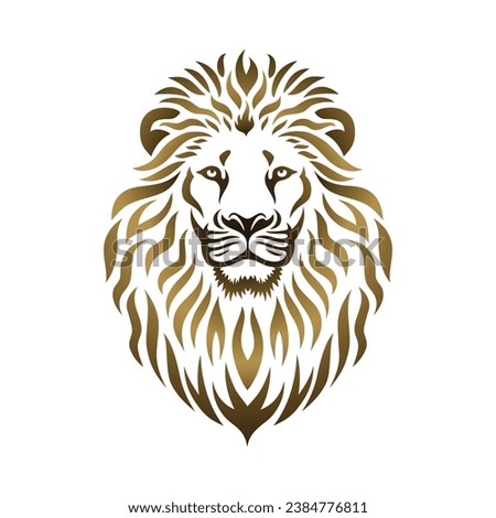Golden lion head - vector illustration