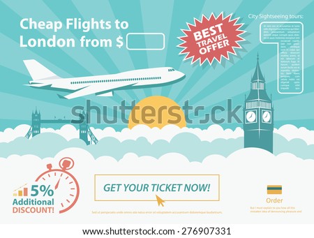 Flat design travel banner - London UK - vector illustration