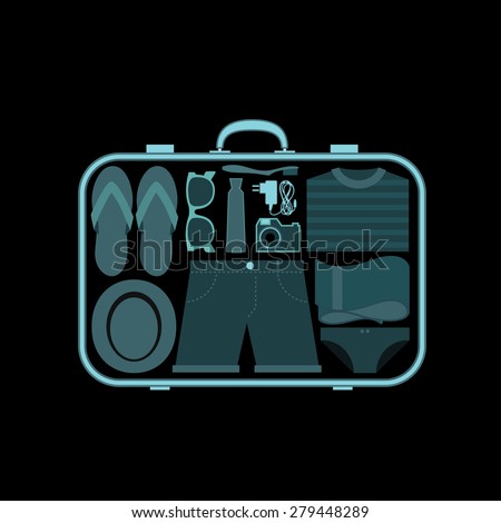Suitcase at x-ray airport scanner - vector illustration


