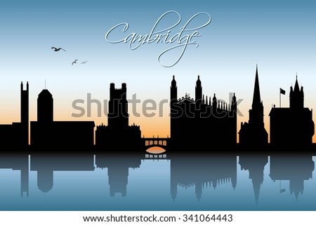 Cambridge UK skyline - vector illustration
