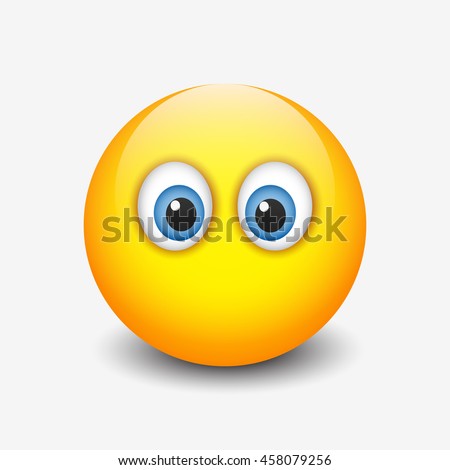 Cute silent emoticon, smiley without mouth - emoji - vector illustration