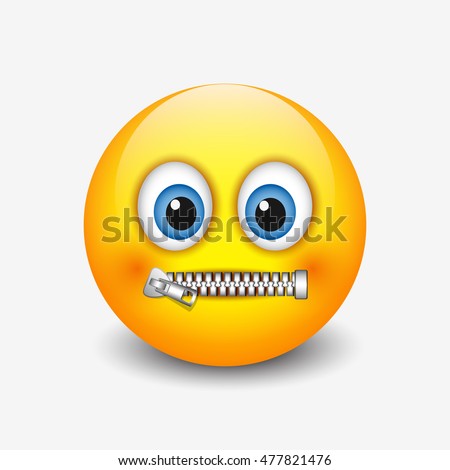 Zipped mouth smiley, emoticon, emoji  - vector illustration
