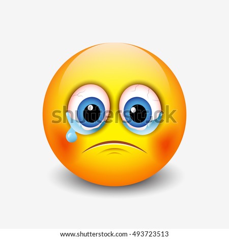 Crying Sad Emoticon, Emoji, Smiley - Vector Illustration - 493723513 ...