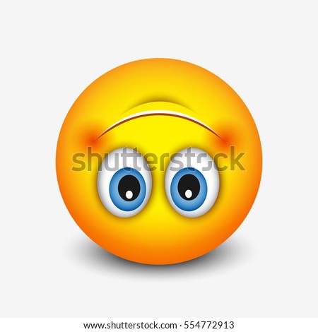 Cute upside down face emoticon, emoji - vector illustration