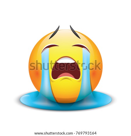 Crying sad emoticon, emoji, smiley - vector illustration