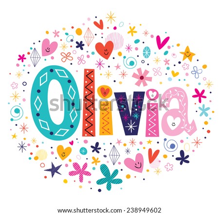 Olivia Female Name Decorative Lettering Type Design Stock Vector ...