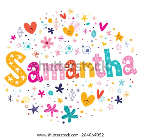Samantha Girls Name Decorative Lettering Type Design Stock Vector ...