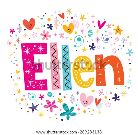 Ellen girls name decorative lettering type design