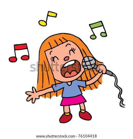 Young Girl Singing Into Microphone Stock Vector Illustration 76104418 ...