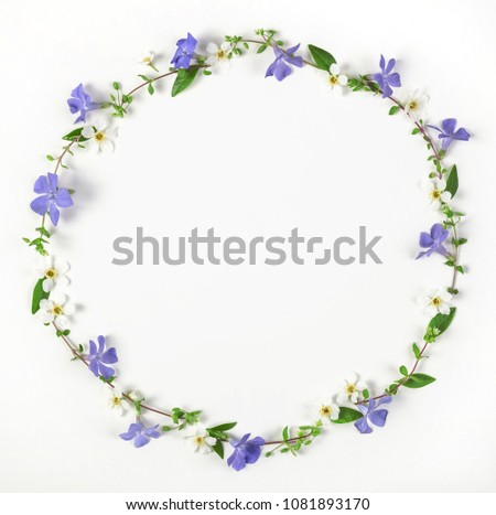 Similar – Image, Stock Photo Circle frame made of ranunculus flowers on a light pink background