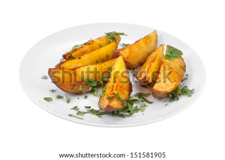 Potato wedges isolated on white