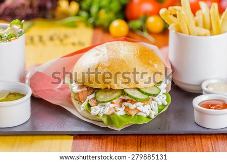 Burger with salmon