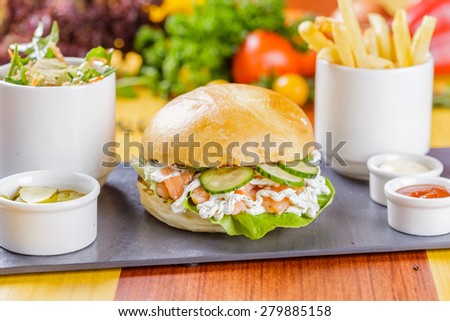 Burger with salmon