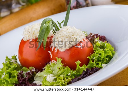 Tomatoes stuffed with cod liver