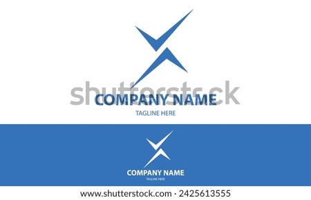 Blue Color Abstract Initial Letter X Arrow Compass Logo Design