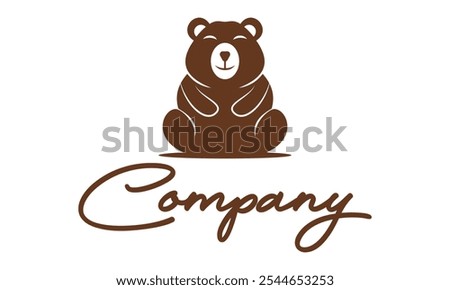 Brown Color Cute cartoon Bear Logo Design