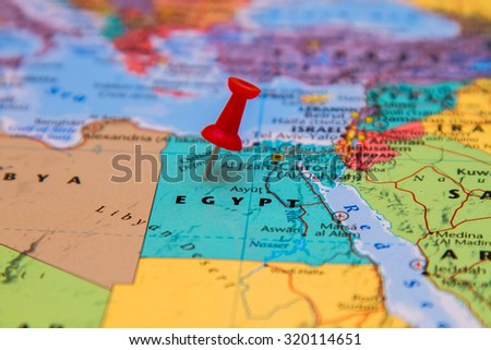 Map of Egypt with a red pin