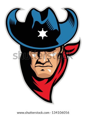 Cowboy Head Mascot Stock Vector Illustration 134106056 : Shutterstock