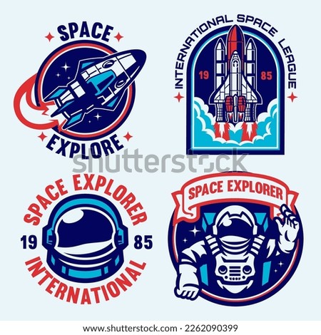 Set of Space Astronaut Badge Collection