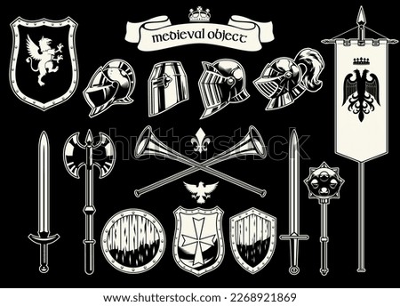 Set of Object of Knights Medieval Heraldry Era
