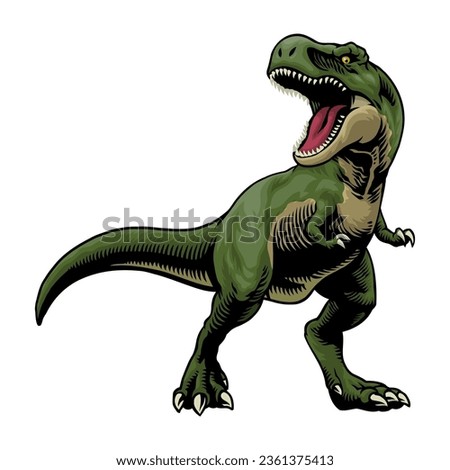 Angry Roaring T-Rex Illustration in Vintage Style