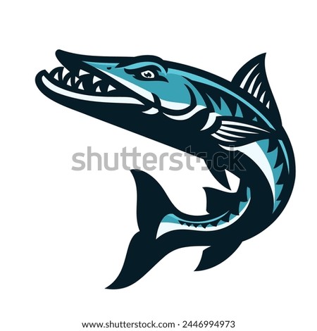 Jumping Barracuda Fish Sport Mascot Cartoon