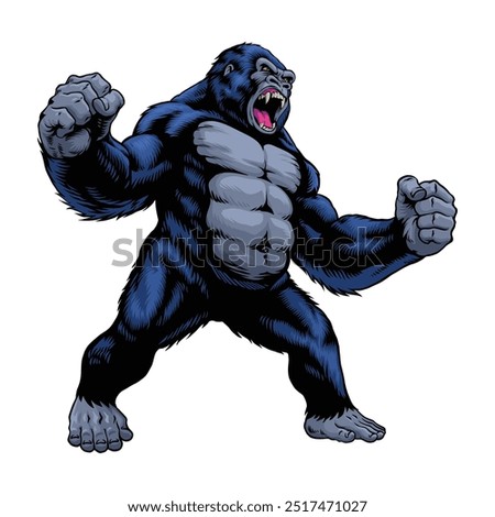 Angry Roaring Gorilla Hand Drawn Illustration