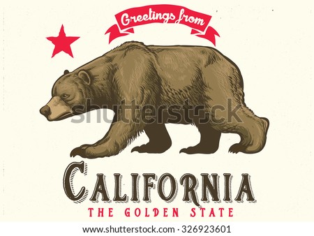 Greeting From California With Brown Bear Greeting From California With Brown Bear