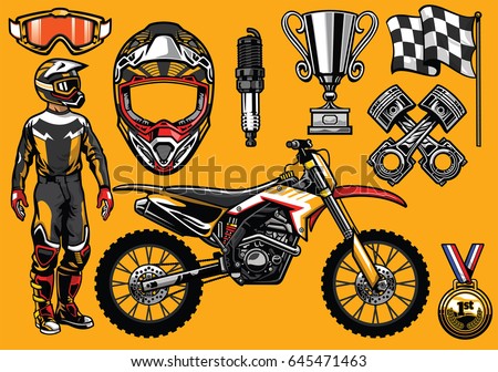 Set of high detailed motocross racing element