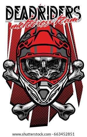 skull motocross rider with crossed bones