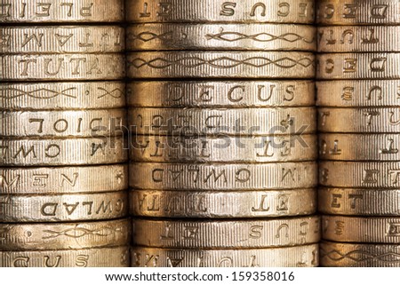 British Pound Coins (edge on)