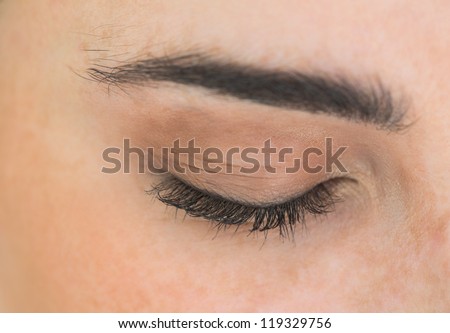 Close up of woman having eyes shut
