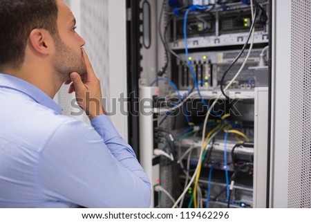 Man viewing the data store and thinking