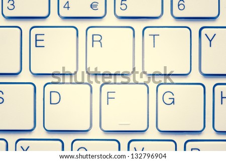 Letters on keyboard in close up
