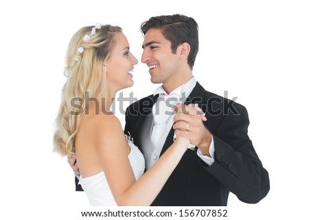 Similar – Image, Stock Photo Content young newly wedded people enjoying in each other