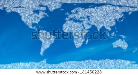 Digitally generated world map in sky