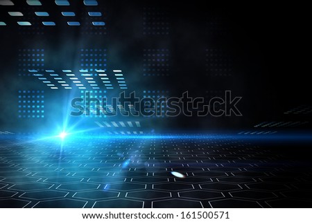 Technical background with squares and hexagon pattern