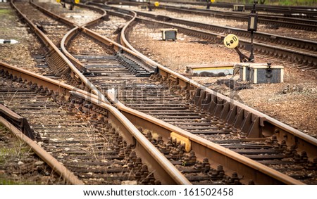 Close up view of railway tracks