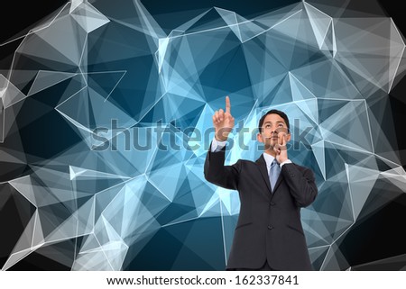 Composite image of smiling businesswoman thinking
