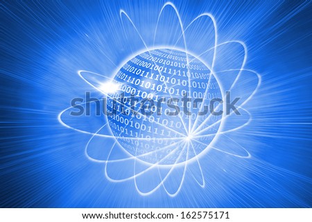 Glowing futuristic sphere on blue background