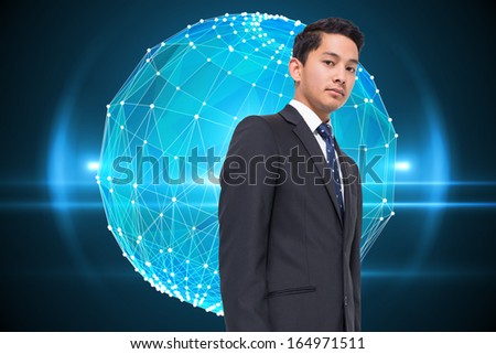 Composite image of glowing sphere on black background