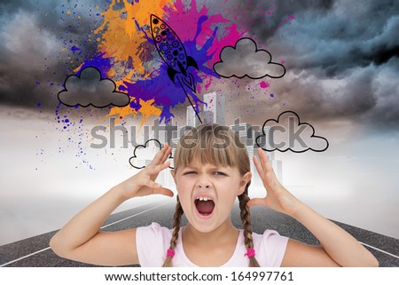 Composite image of crazy little girl